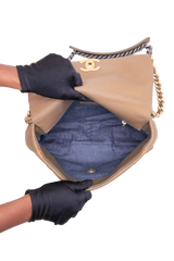 CHANEL 19 LARGE FLAP NYLON/JERSEY DARK BEIGE