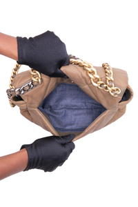 CHANEL 19 LARGE FLAP NYLON/JERSEY DARK BEIGE