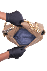 CHANEL 19 LARGE FLAP NYLON/JERSEY DARK BEIGE