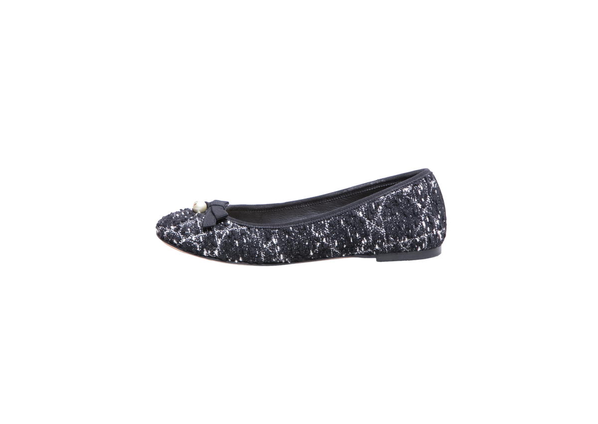 DIOR BALLET FLATS TWEED BLACK/WHITE - 35 1/2 BR