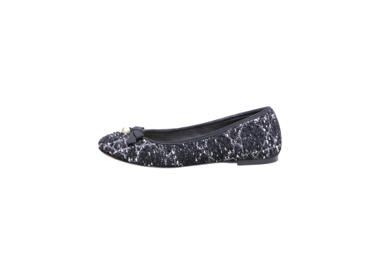 DIOR BALLET FLATS TWEED BLACK/WHITE - 35 1/2 BR
