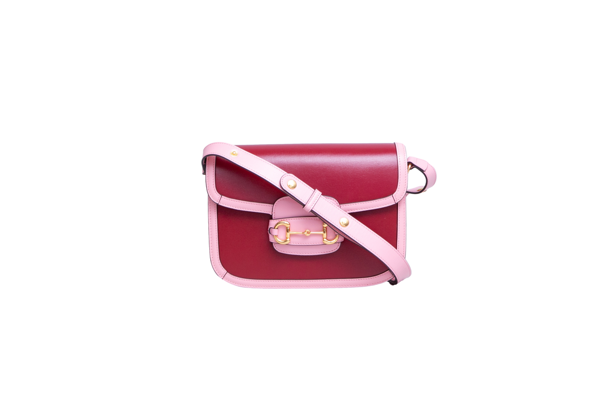 GUCCI HORSEBIT 1955 CALFSKIN AZALEA/RED