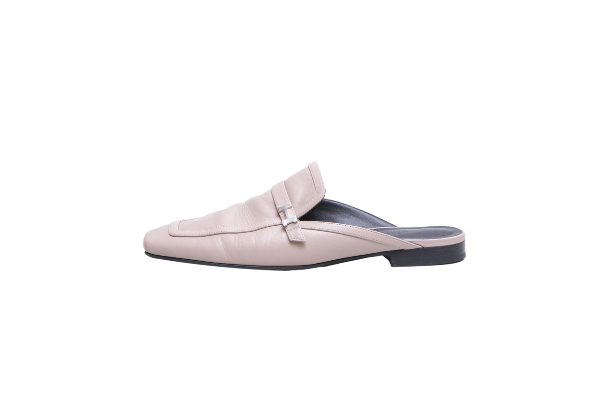HERMÈS GROUPIE H MULE GOATSKIN GRIS TOURTERELLE - 37 BR