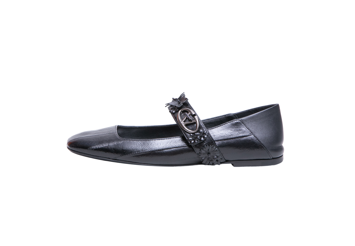VALENTINO VLOGO LOCKET MARY JANE BALLET BLACK - 37 BR
