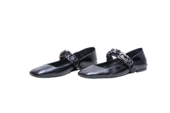 VALENTINO VLOGO LOCKET MARY JANE BALLET BLACK - 37 BR