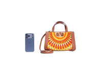 VALENTINO VLOGO SIGNATURE CANVAS SHOPPER MULTICOLOR EMBROIDERED