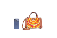 VALENTINO VLOGO SIGNATURE CANVAS SHOPPER MULTICOLOR EMBROIDERED