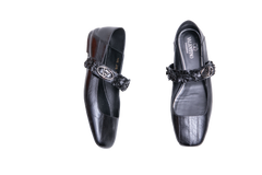 VALENTINO VLOGO LOCKET MARY JANE BALLET BLACK - 37 BR