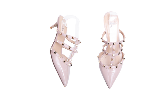 VALENTINO SANDAL ROCKSTUD PATENT BEIGE - 36 BR