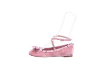 VALENTINO BALLET FLATS ROCKSTUD VELVET PINK - 35 BR