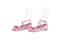 VALENTINO BALLET FLATS ROCKSTUD VELVET PINK - 35 BR