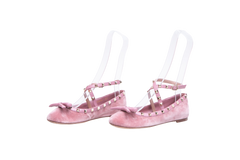 VALENTINO BALLET FLATS ROCKSTUD VELVET PINK - 35 BR
