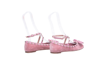 VALENTINO BALLET FLATS ROCKSTUD VELVET PINK - 35 BR