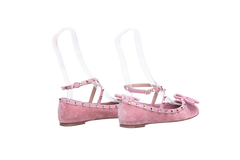 VALENTINO BALLET FLATS ROCKSTUD VELVET PINK - 35 BR