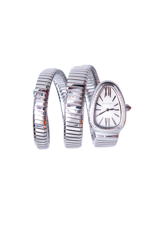 BVLGARI SERPENTI TUBOGAS QUARTZ AÇO WITH DIAMONDS