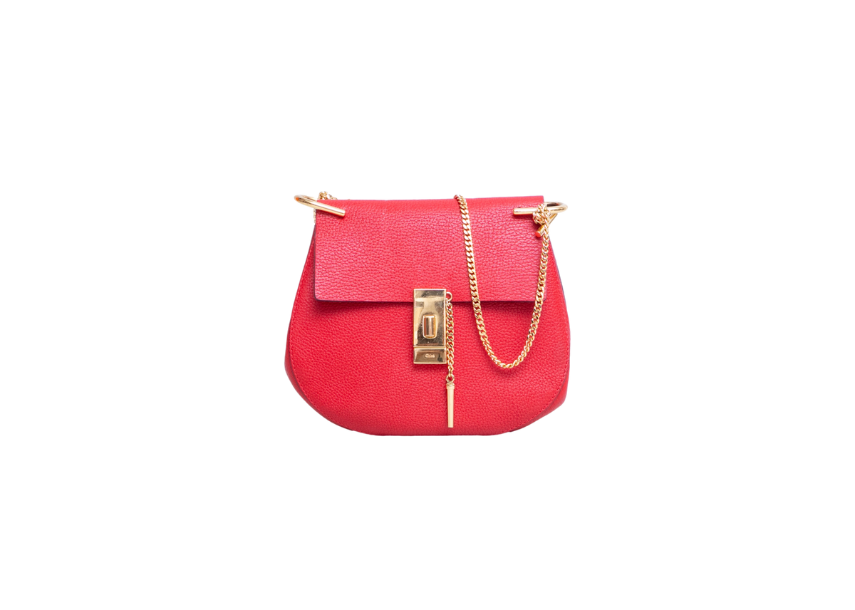 CHLOÉ DREW MEDIUM GRAINED CALFSKIN RED