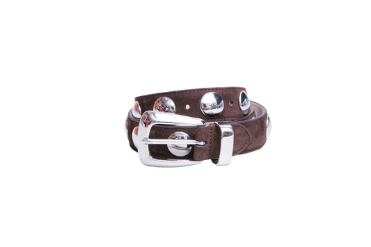 KHAITE BELT BENNY WITH STUDS-SILVER BUCKLE COFFEE