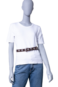 KHAITE BELT BENNY WITH STUDS-SILVER BUCKLE COFFEE