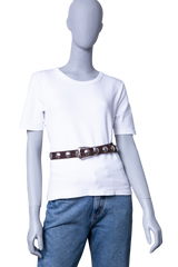KHAITE BELT BENNY WITH STUDS-SILVER BUCKLE COFFEE