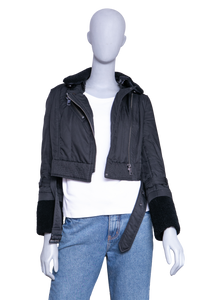 BURBERRY JACKET BRIT MOTORCYCLE POLYESTER & SHEARLING BLACK