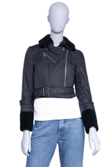 BURBERRY JACKET BRIT MOTORCYCLE POLYESTER & SHEARLING BLACK