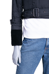 BURBERRY JACKET BRIT MOTORCYCLE POLYESTER & SHEARLING BLACK