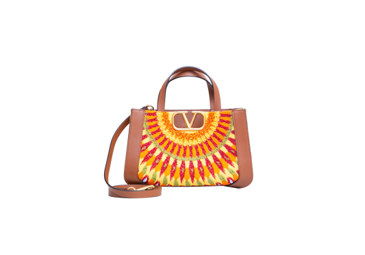 VALENTINO VLGO SHOPPER MEDIUM LEATHER WHIT MULTICOLOR BEADS
