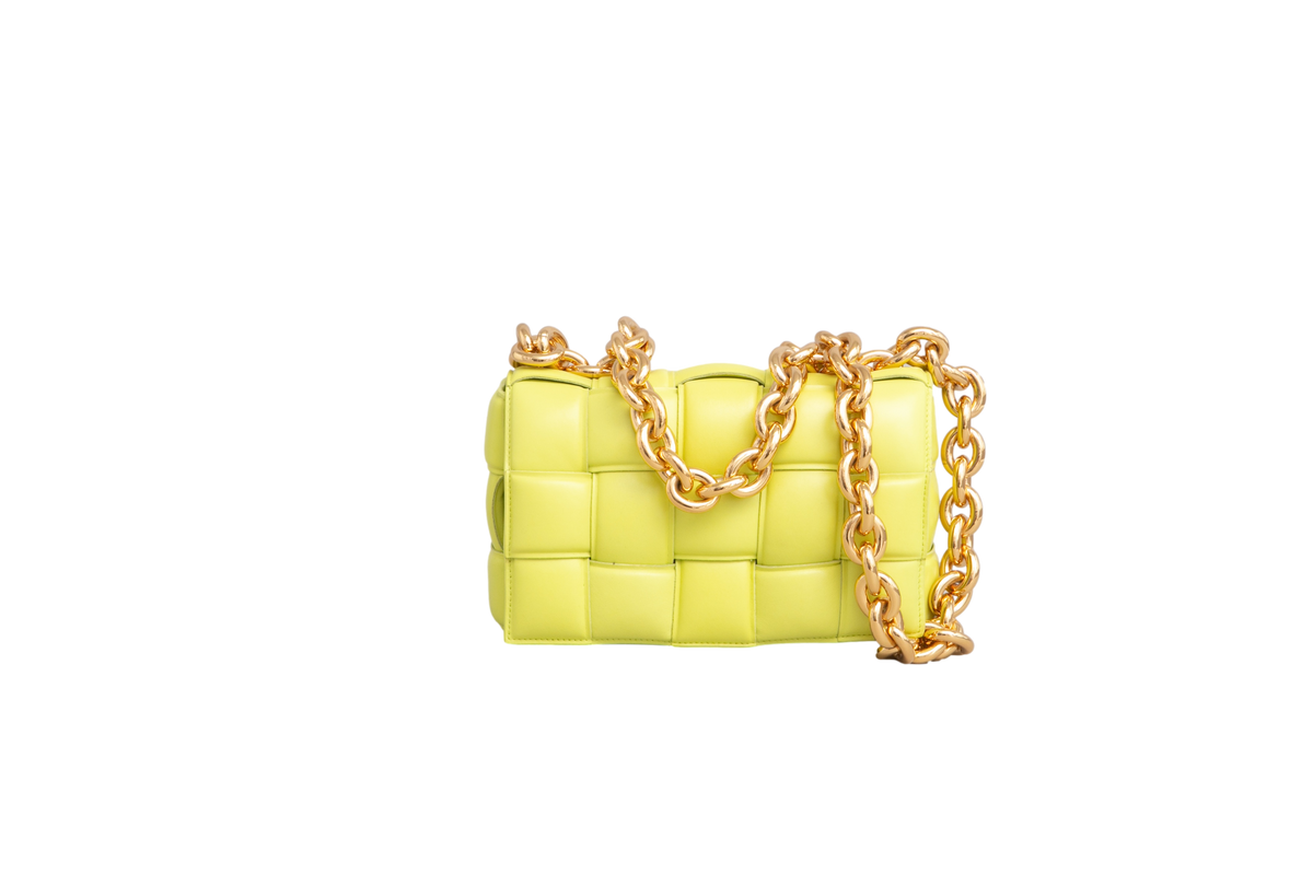 BOTTEGA CASSETTE CHAIN BAG LIME GREEN