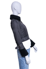 BURBERRY JACKET BRIT MOTORCYCLE POLYESTER & SHEARLING BLACK