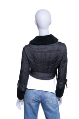 BURBERRY JACKET BRIT MOTORCYCLE POLYESTER & SHEARLING BLACK