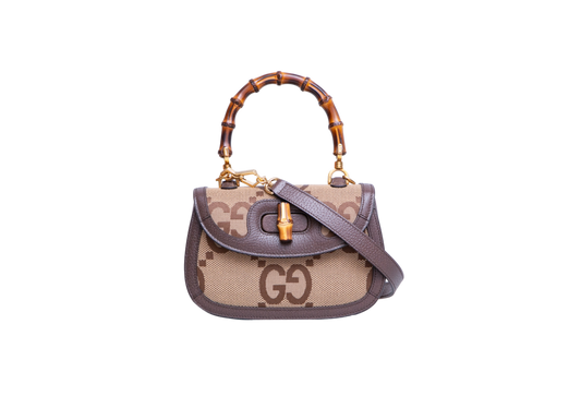 GUCCI BAMBOO 1947 JUMBO GG SMALL BEIGE/BROWN