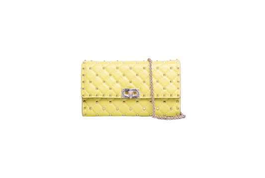 VALENTINO ROCKSTUD SPIKE NAPPA MEDIUM LIME YELLOW