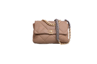 CHANEL 19 LARGE FLAP NYLON/JERSEY DARK BEIGE