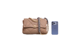 CHANEL 19 LARGE FLAP NYLON/JERSEY DARK BEIGE