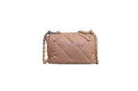 CHANEL 19 LARGE FLAP NYLON/JERSEY DARK BEIGE