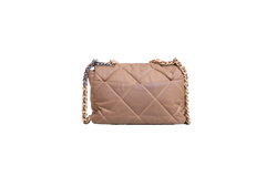 CHANEL 19 LARGE FLAP NYLON/JERSEY DARK BEIGE