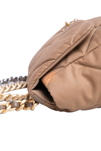 CHANEL 19 LARGE FLAP NYLON/JERSEY DARK BEIGE