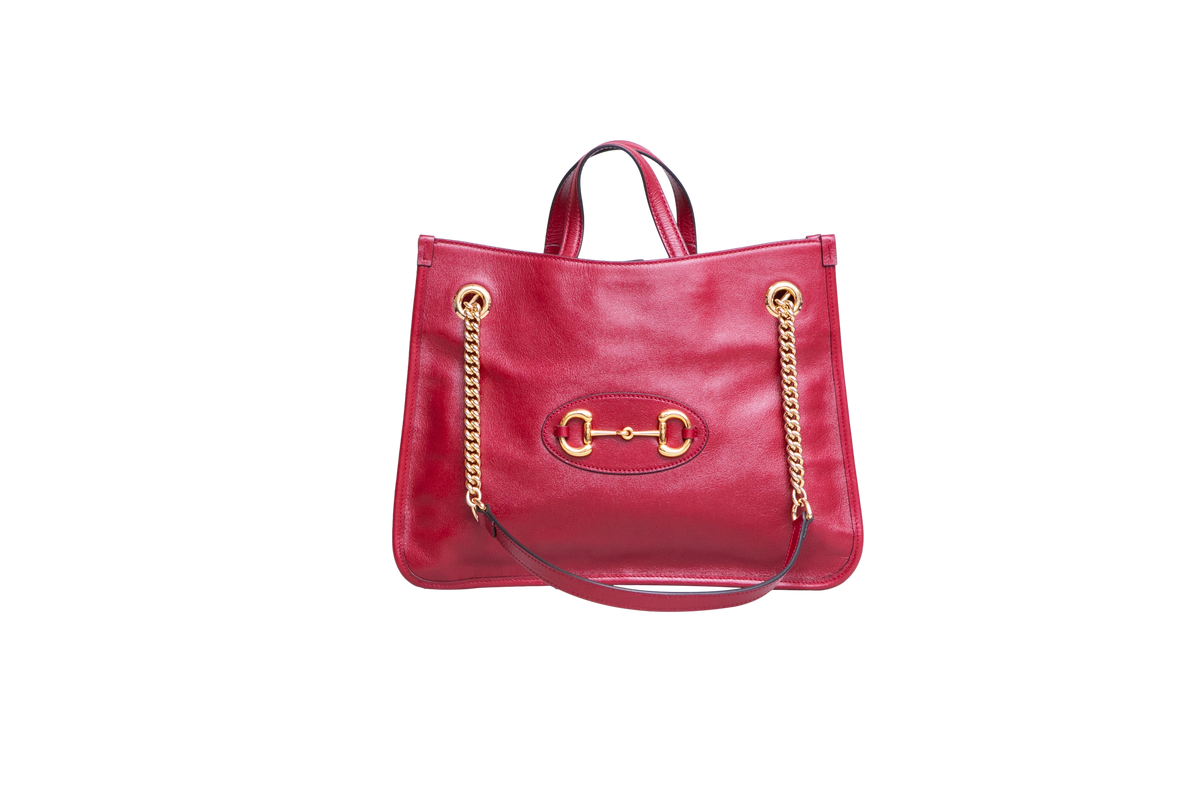 GUCCI HORSEBIT 1955 TOTE LEATHER RED