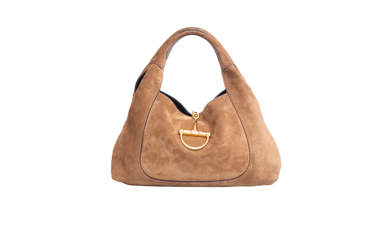 GUCCI SOFTBIT MAXI BROWN SUEDE