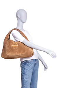 GUCCI SOFTBIT MAXI BROWN SUEDE