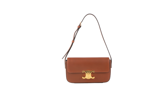 CELINE TRIOMPHE EAST WEST TAN SHOULDER