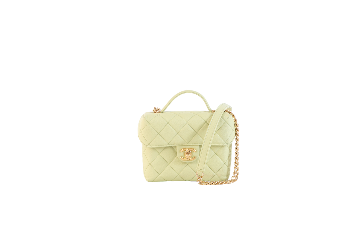 CHANEL VANITY CASE GREEN CAVIAR LEATHER