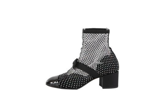 CHANEL BOOTS CRYSTAL CC BOW SOCK - 35 BR