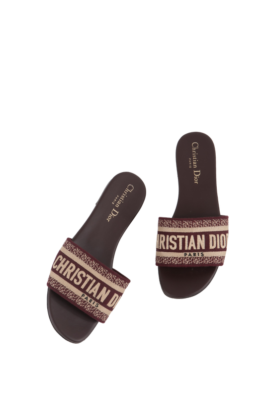 CHRISTIAN DIOR DWAY SLIDE BURGUNDY EMBROIDERED - 35 1/2 BR