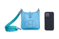 HERMÈS MINI EVELYNE CLEMENCE TURQUOISE