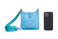 HERMÈS MINI EVELYNE CLEMENCE TURQUOISE