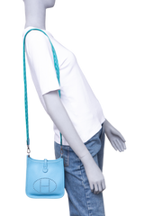 HERMÈS MINI EVELYNE CLEMENCE TURQUOISE