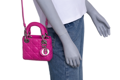 DIOR LADY DIOR MICRO LAMBSKIN CANNAGE PINK