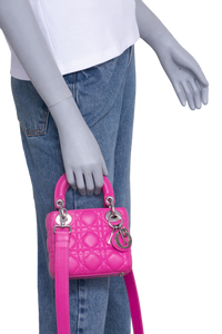 DIOR LADY DIOR MICRO LAMBSKIN CANNAGE PINK
