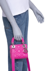 DIOR LADY DIOR MICRO LAMBSKIN CANNAGE PINK